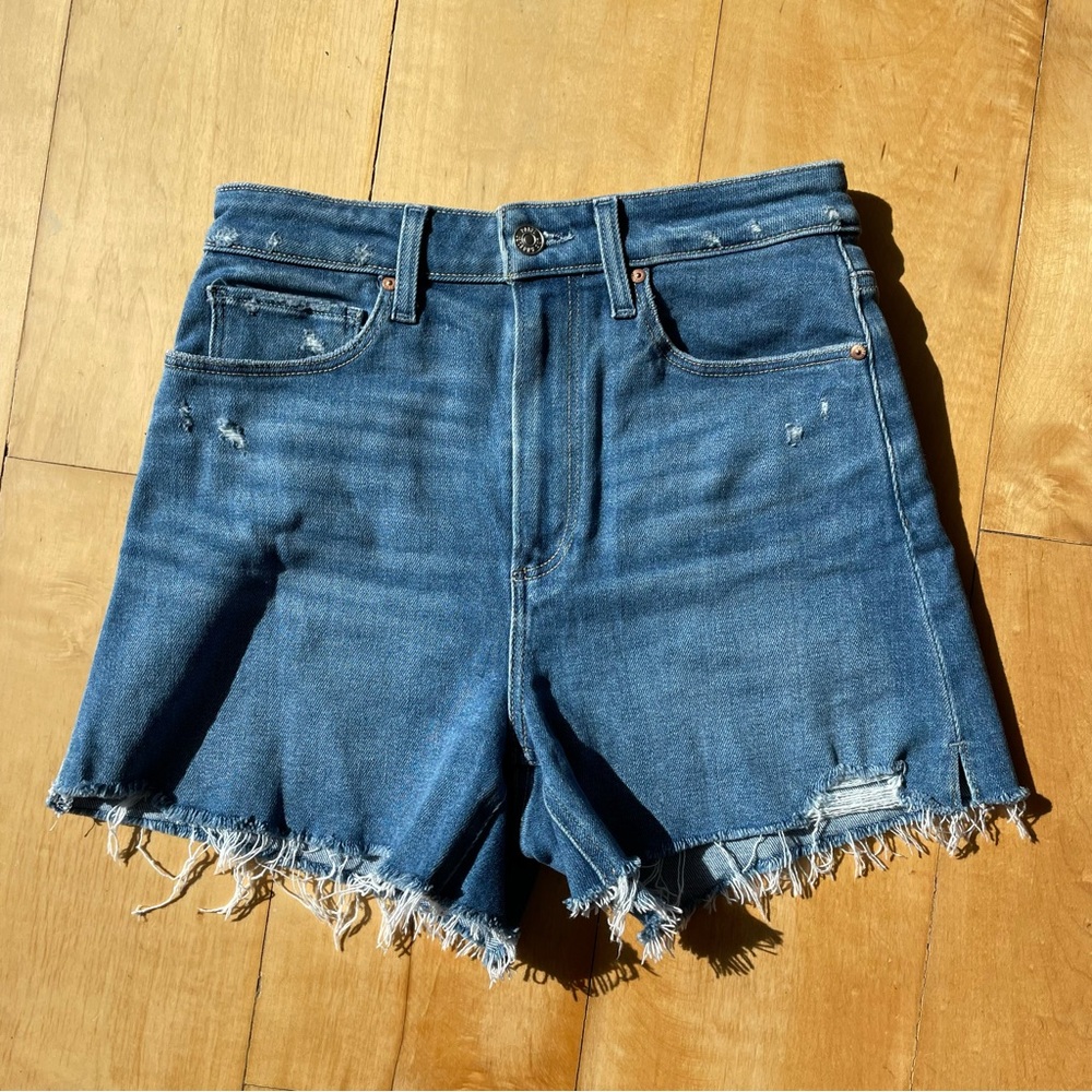PAIGE Dani High-Waisted Jean Shorts w/ Frayed Hem